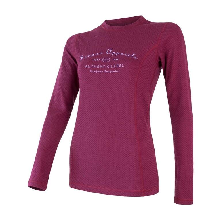 SENSOR Koszulka damska MERINO DOUBLE FACE TEE LS label lilla-M