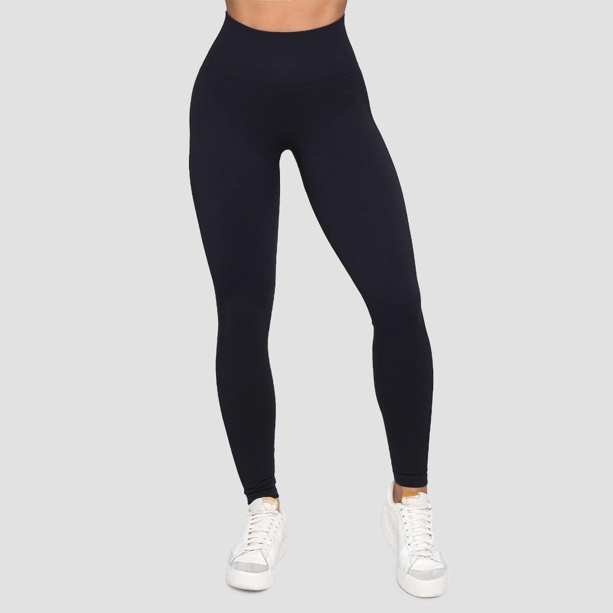 Legginsy damskie fitness bezszwowe czarne Lift