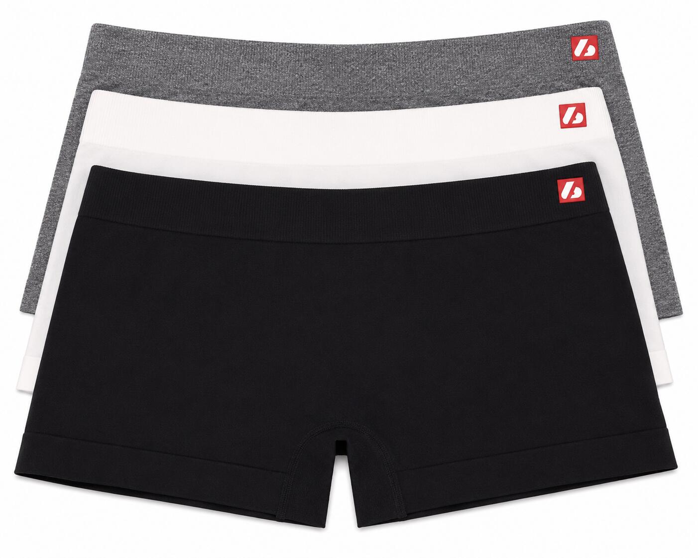Bezszwowe szorty chłopięce 3PK Boyleg w kolorze czarnym, szarym, beżowym