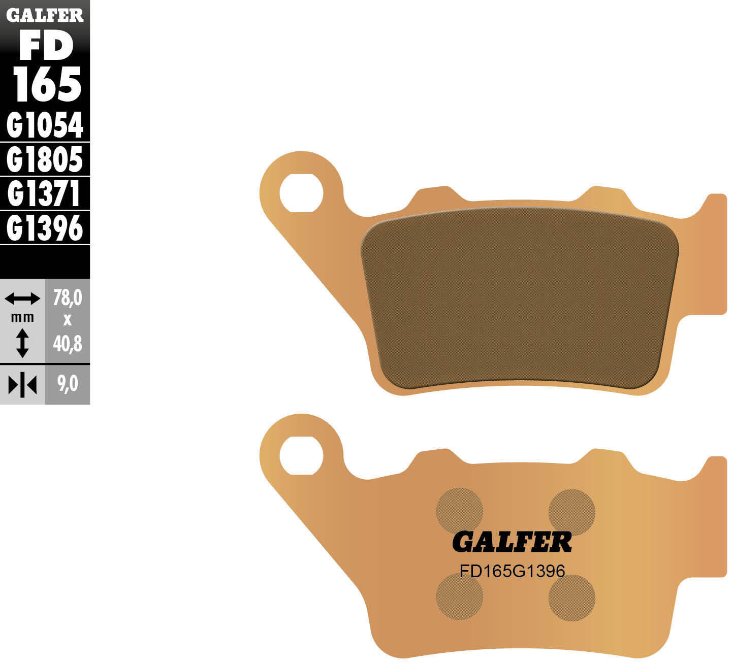 Klocki hamulcowe GALFER FD165 spiekane offroad 78,0×40,8×9,0 mm