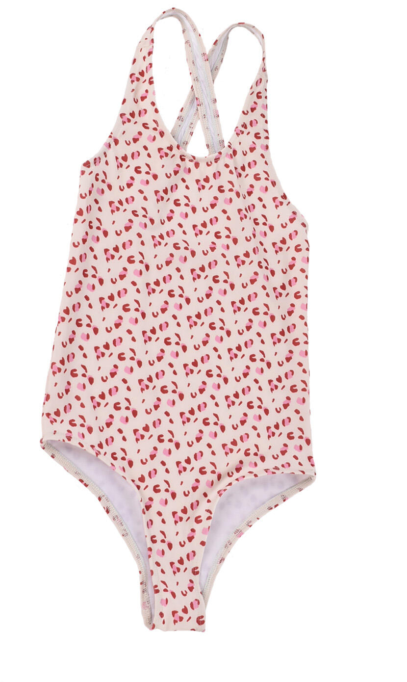 Swim Essentials Swimsuit Girls - Old Pink - Leopard