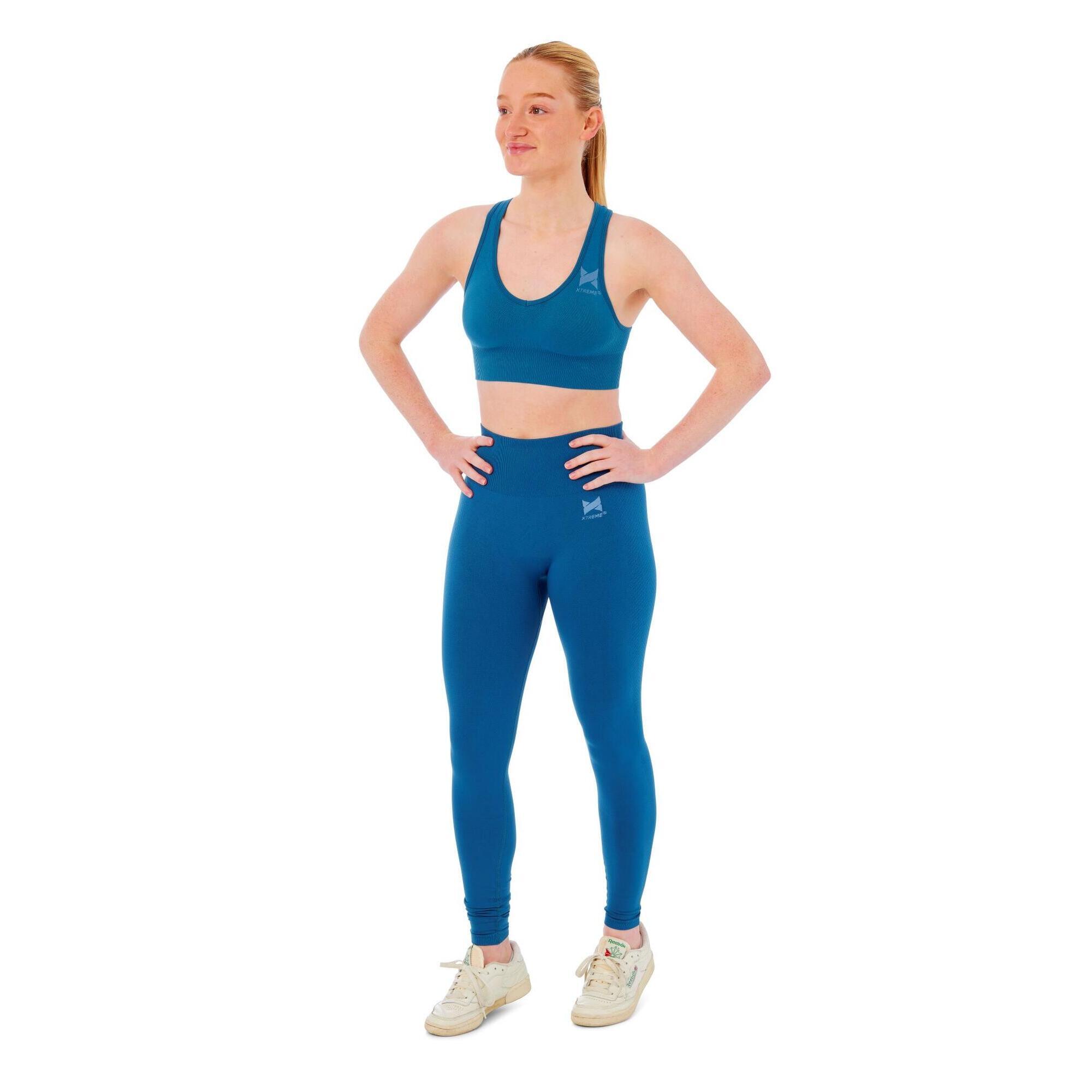 Damski zestaw sportowy Xtreme - legginsy sportowe + top sportowy - Niebieski