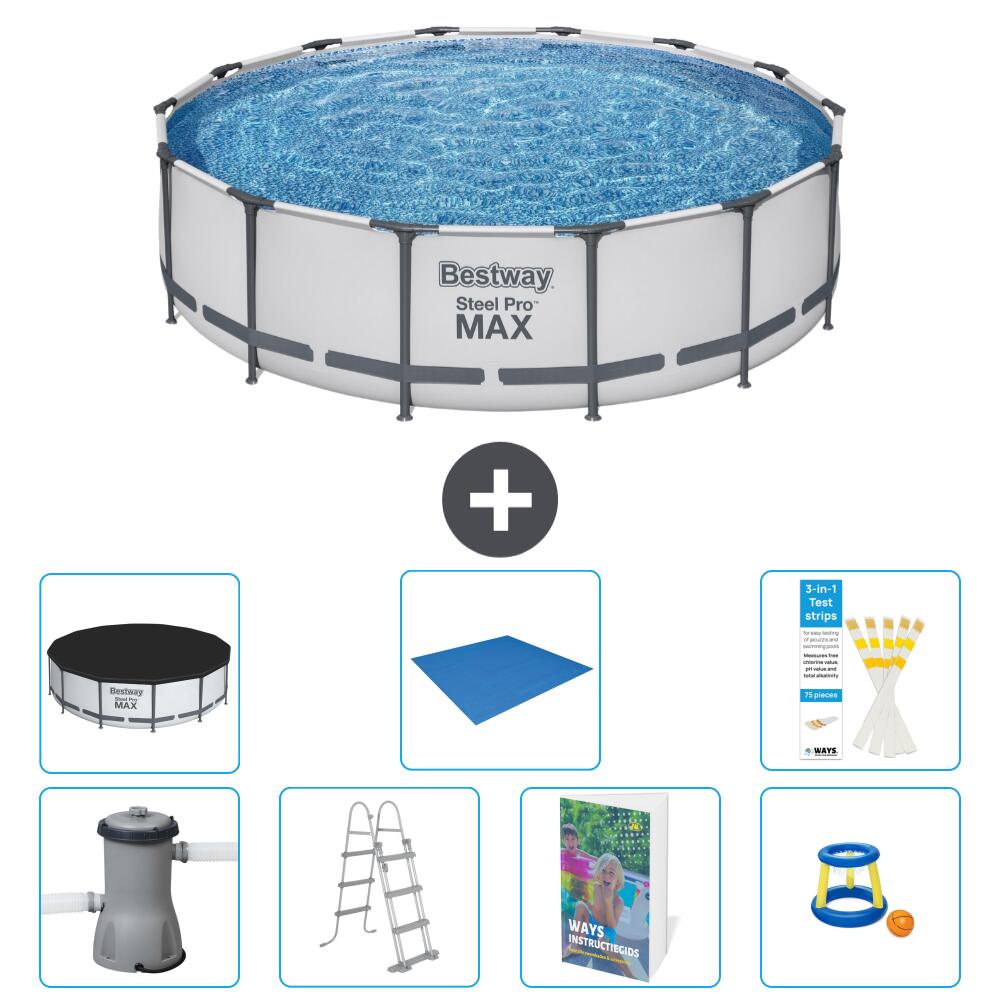 BESTWAY Basen Steel Pro MAX Okrągły - 427x122 cm - 8-częściowy S568