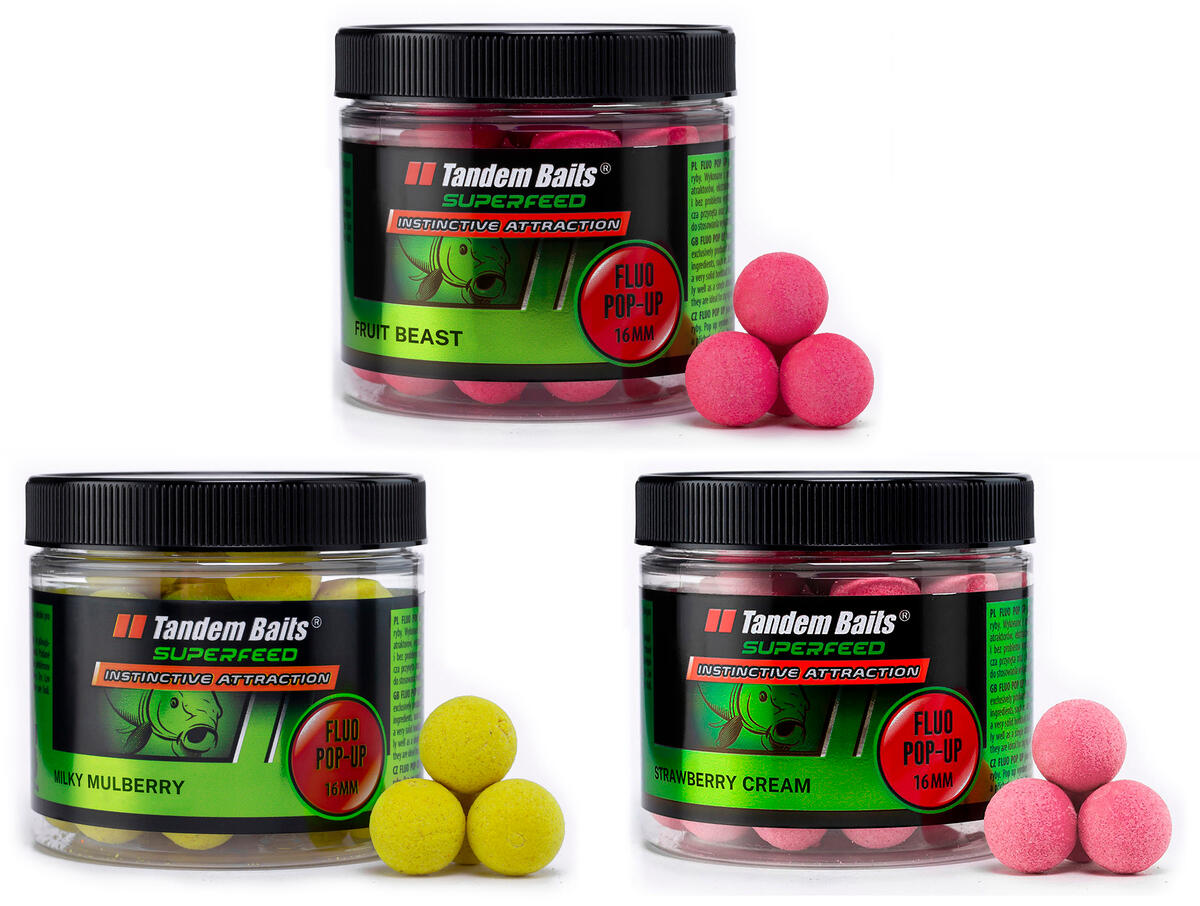 Kulki pływające SuperFeed Fluo Pop-Up 16 mm / 70 g, zestaw owocowy, 3 szt.