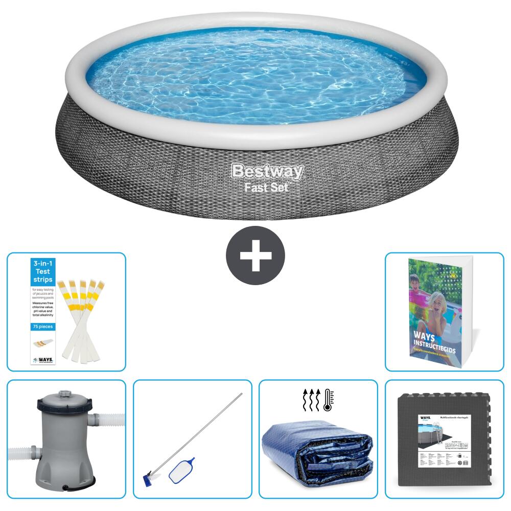BESTWAY Basen Fast Set Okrągły - 396x84 cm - 7-częściowy S217