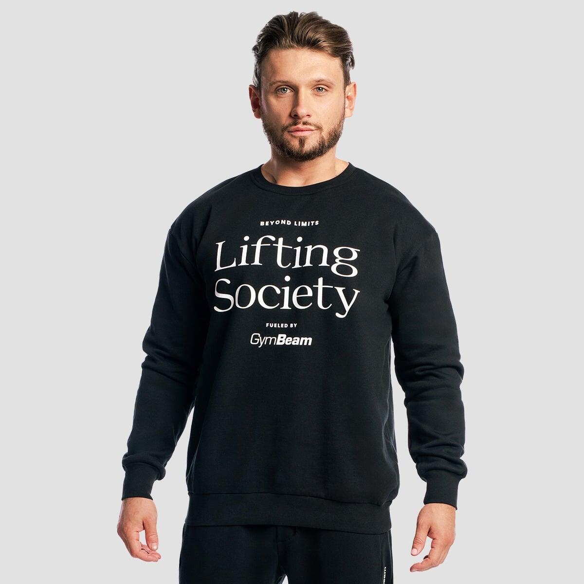 Bluza męska fitness bez kaptura oversize czarna Lifting Society