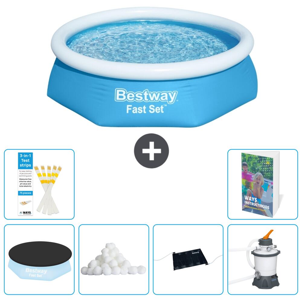 BESTWAY Basen Fast Set Okrągły - 244x61 cm - 7-częściowy S12