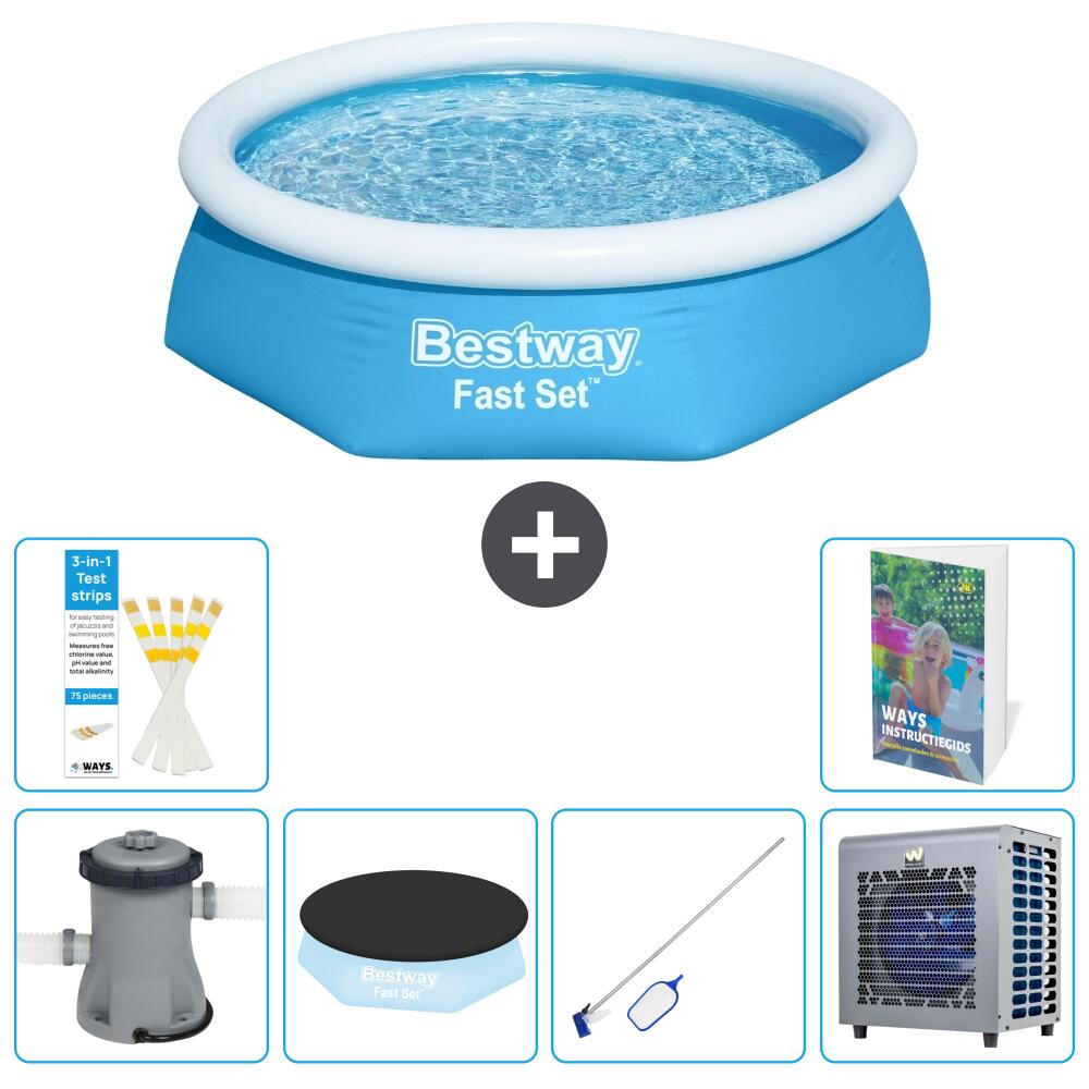 BESTWAY Basen Fast Set Okrągły - 244x61 cm - 7-częściowy S283