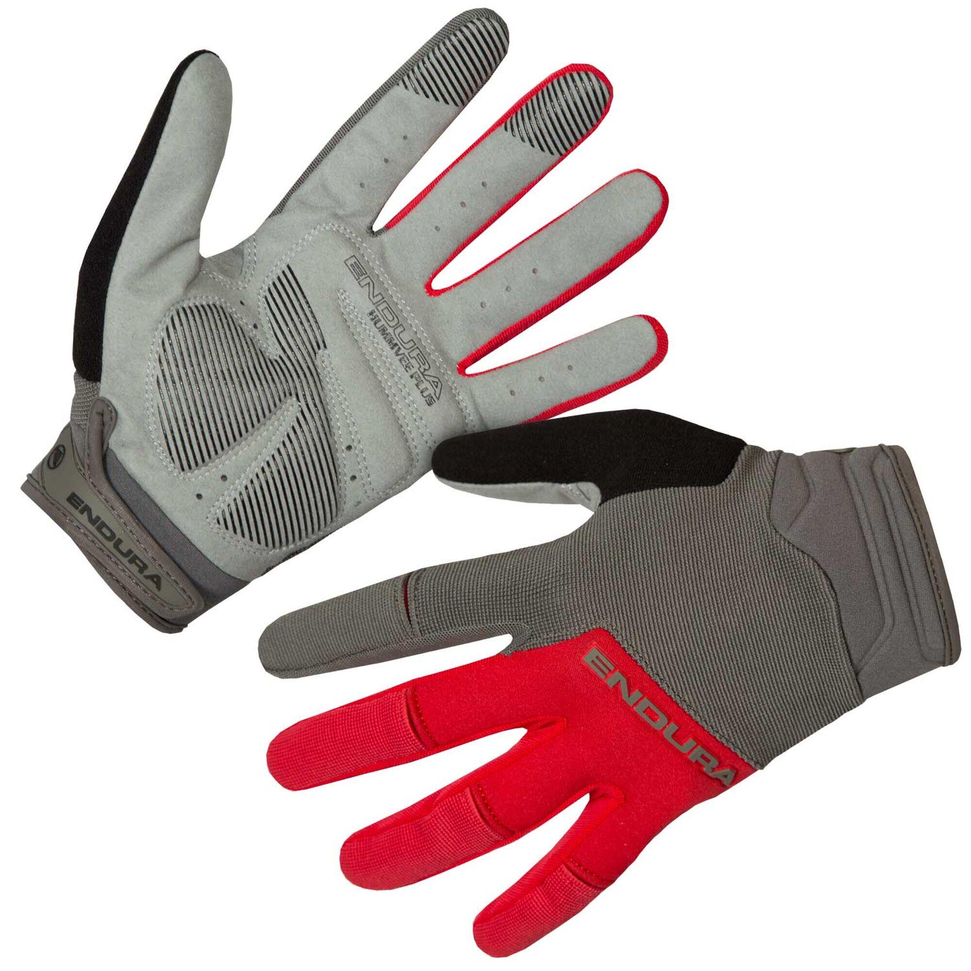 Endura Hummvee Plus Glove II Flame Red, długie rękawice z zapięciem na rzep