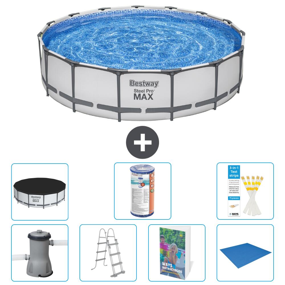 BESTWAY Basen Steel Pro MAX Okrągły - 457x122 cm - 8-częściowy S594