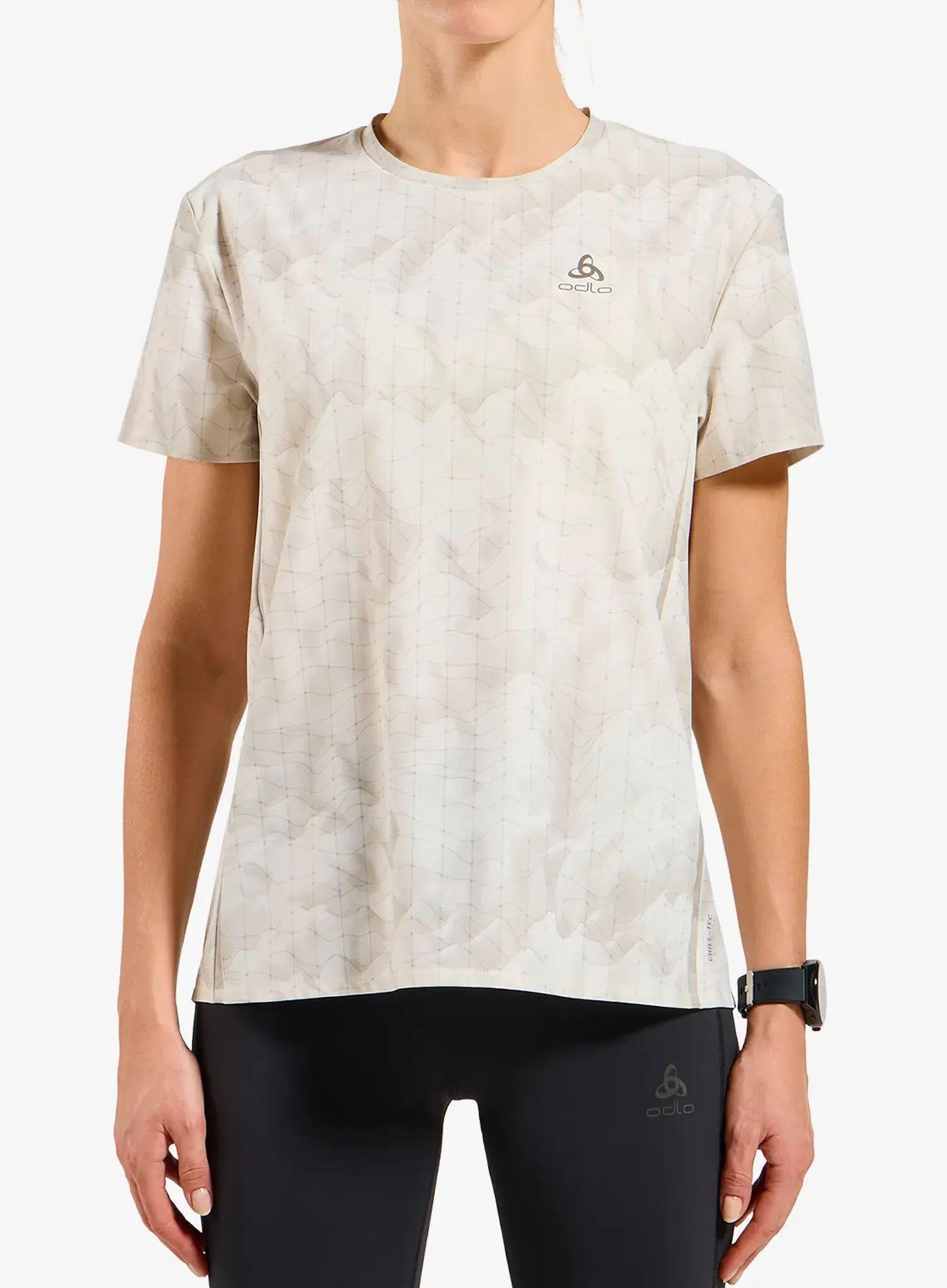 Koszulka do biegania damska Odlo Zeroweight Chill-Tec Print Crew Neck S/S