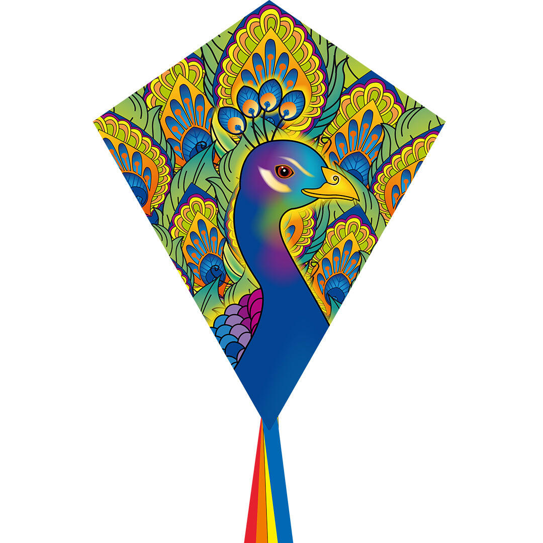 Latawiec dziecięcy HQ Eddy 70 Peacock 102117 Niebieski 58 x 70 cm + ogon 250 cm