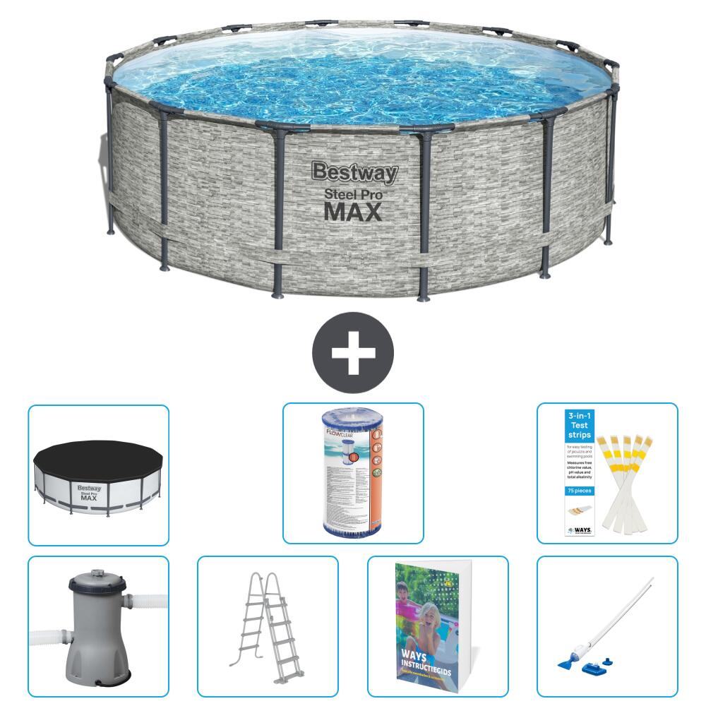 BESTWAY Basen Steel Pro MAX Okrągły - 427x122 cm - 8-częściowy S549