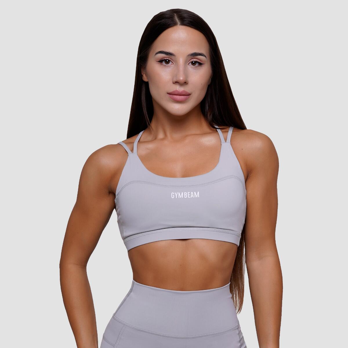 Biustonosz sportowy damski fitness bez zapięcia szary FIT