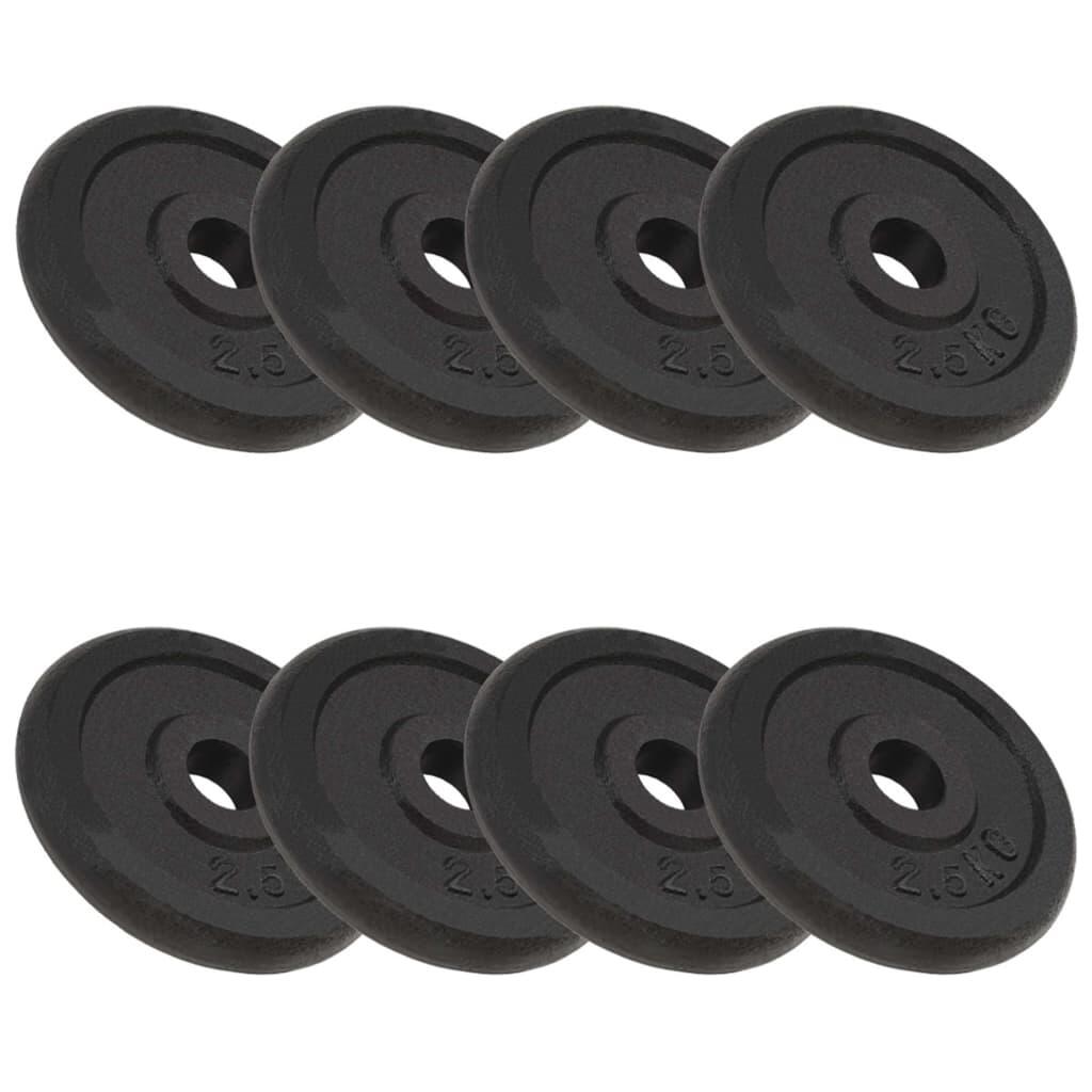 VidaXL 8 x 2,5 kg obciążenia żeliwne otwór 30 mm