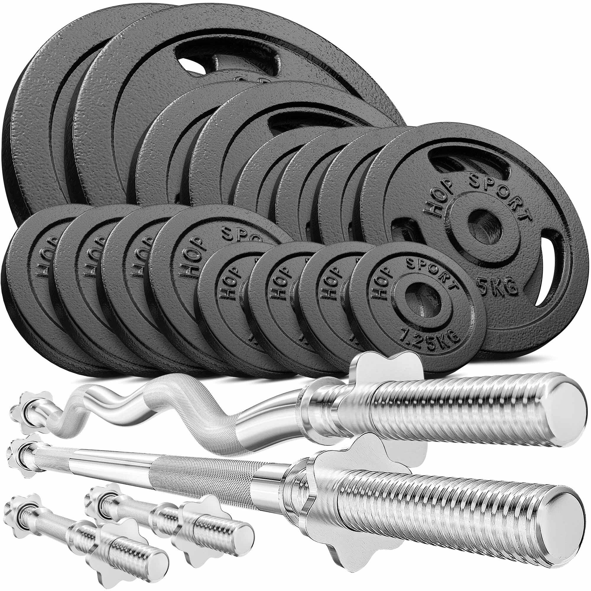 Zestaw obciążeń żeliwnych sztanga Hop-Sport Strong 119kg