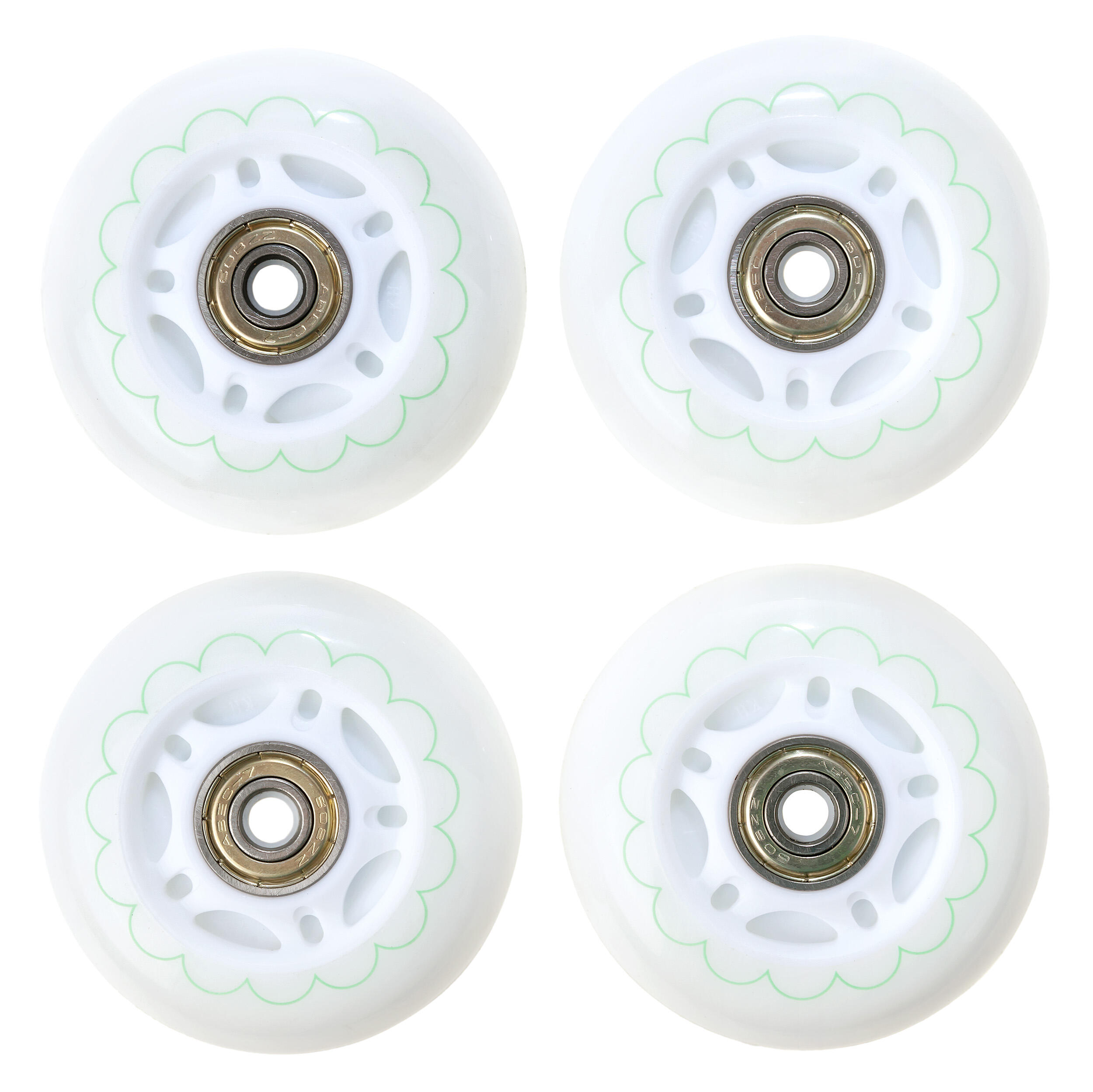4x Świecące kółka LED + łożyska do rolek Raven Mireia White 64mm