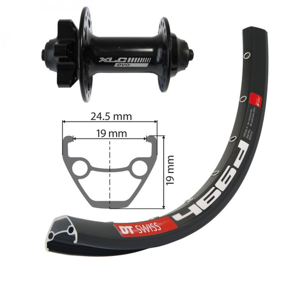 Koło przednie 6-otworowa oś z obręczą XLC DT Swiss 27.5x100 mm