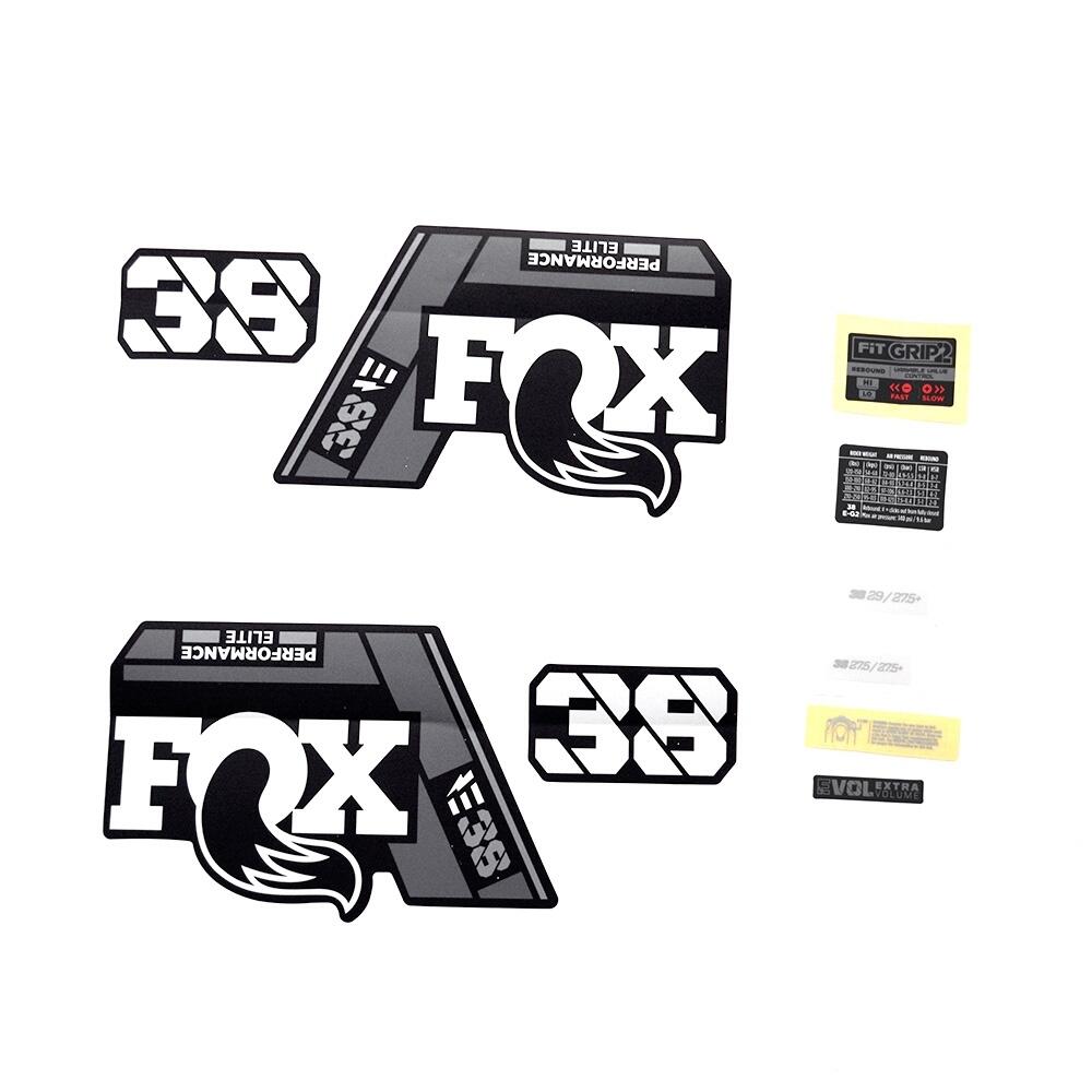 Zestaw naklejek transferowych Fox 2021, 38, P-SE, E-Bike+, Logo, Fork