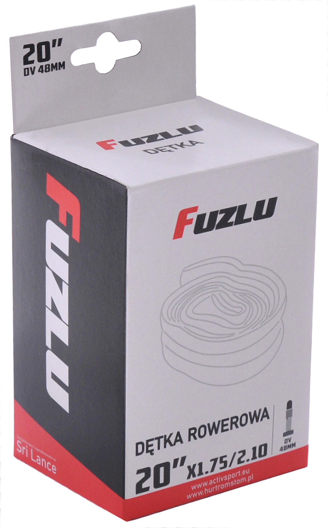 Dętka do opon roweru rowerowa 20x1,75/2,10 (20x1,75/2.125) Fuzlu DV 48mm