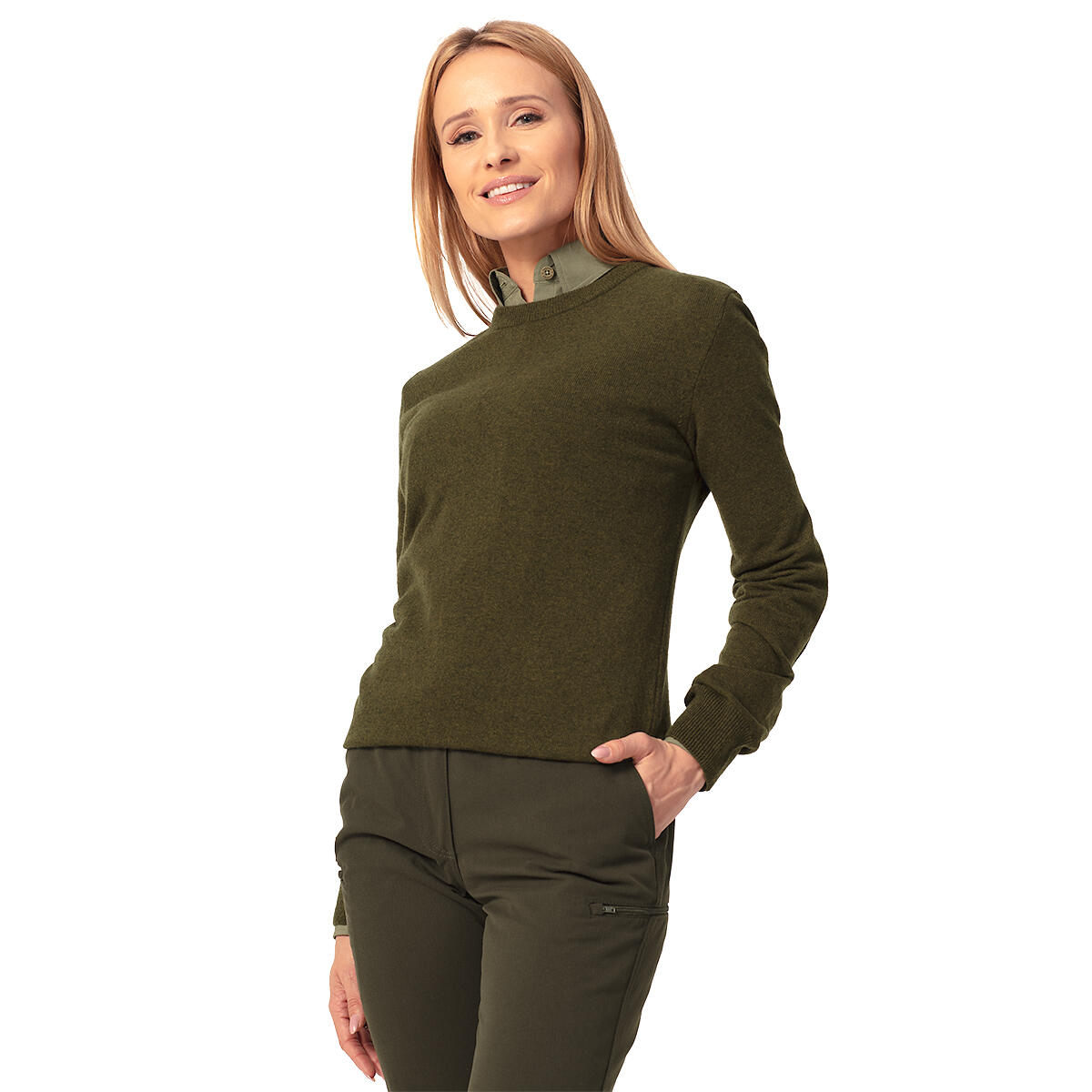 Sweter myśliwski damski Tagart Oslo Lady Green 100% wełna Merino