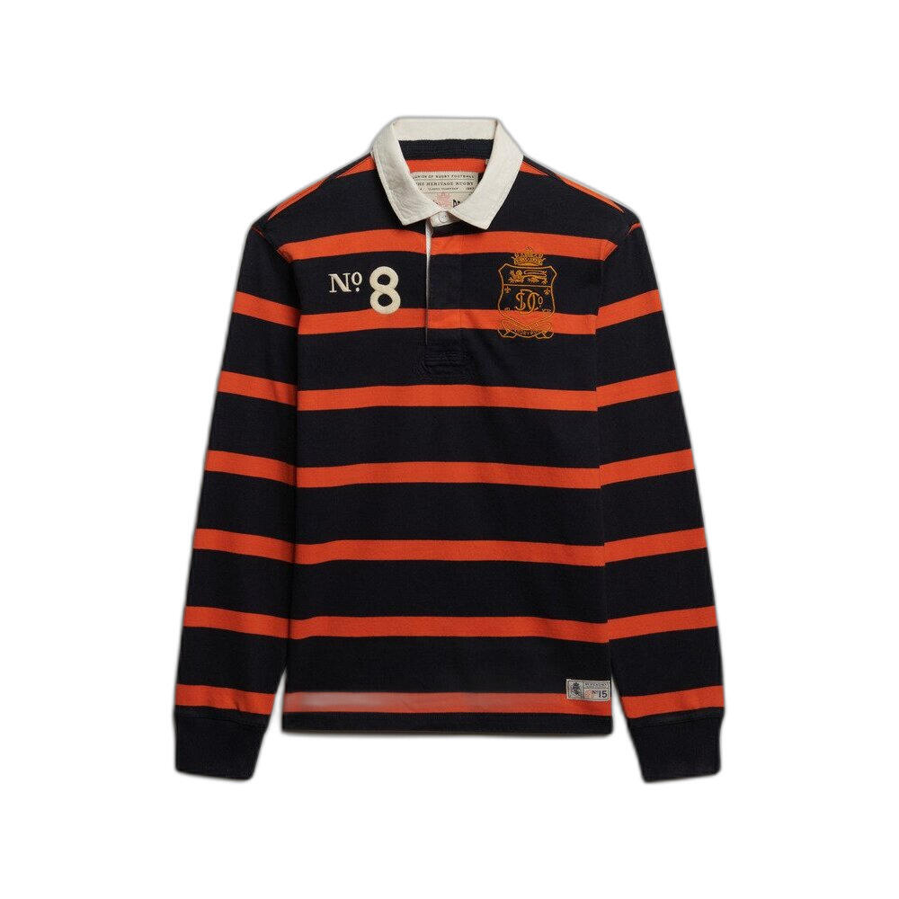 Polo z długim rękawem z podwójnym emblematem w paski Superdry Rugby