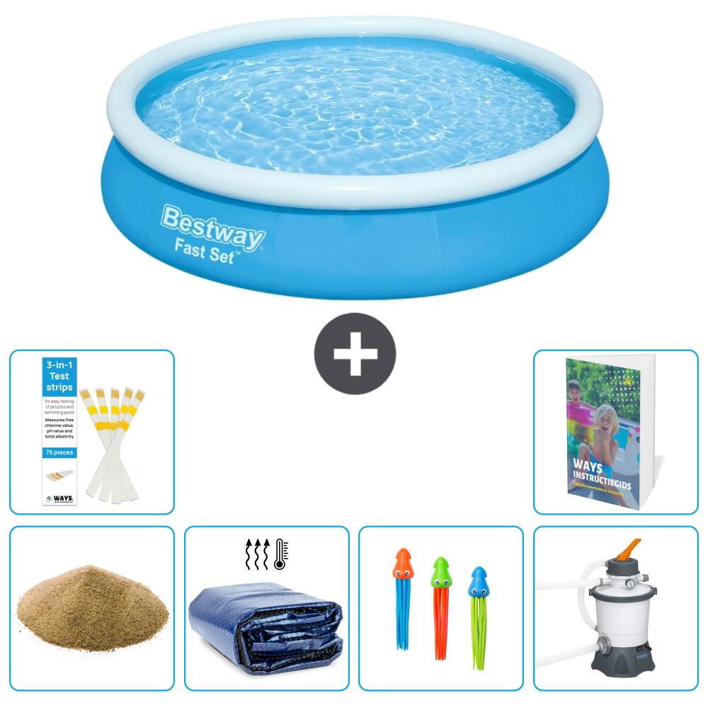 BESTWAY Basen Fast Set Okrągły - 366x76 cm - 7-częściowy S36