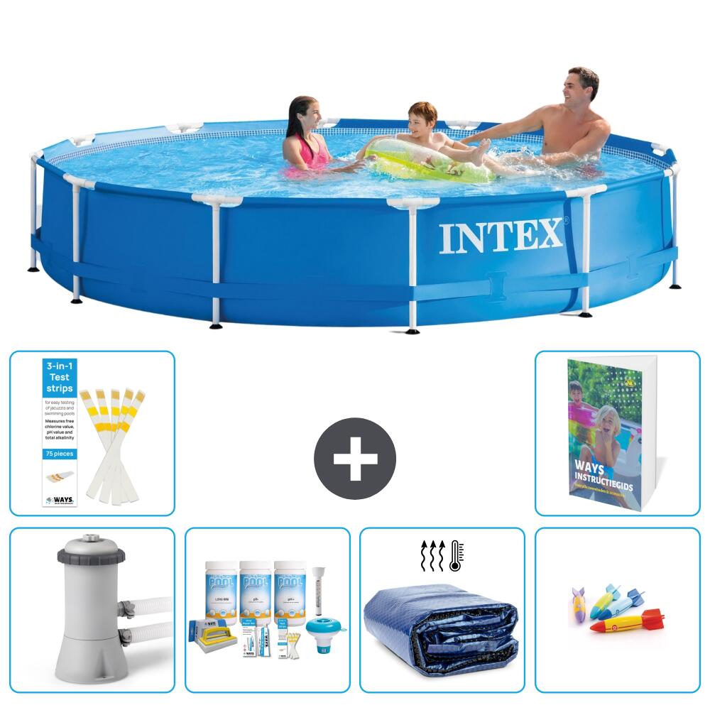 INTEX Basen ze stelażem Okrągły - 366x76 cm - 7-częściowy S282