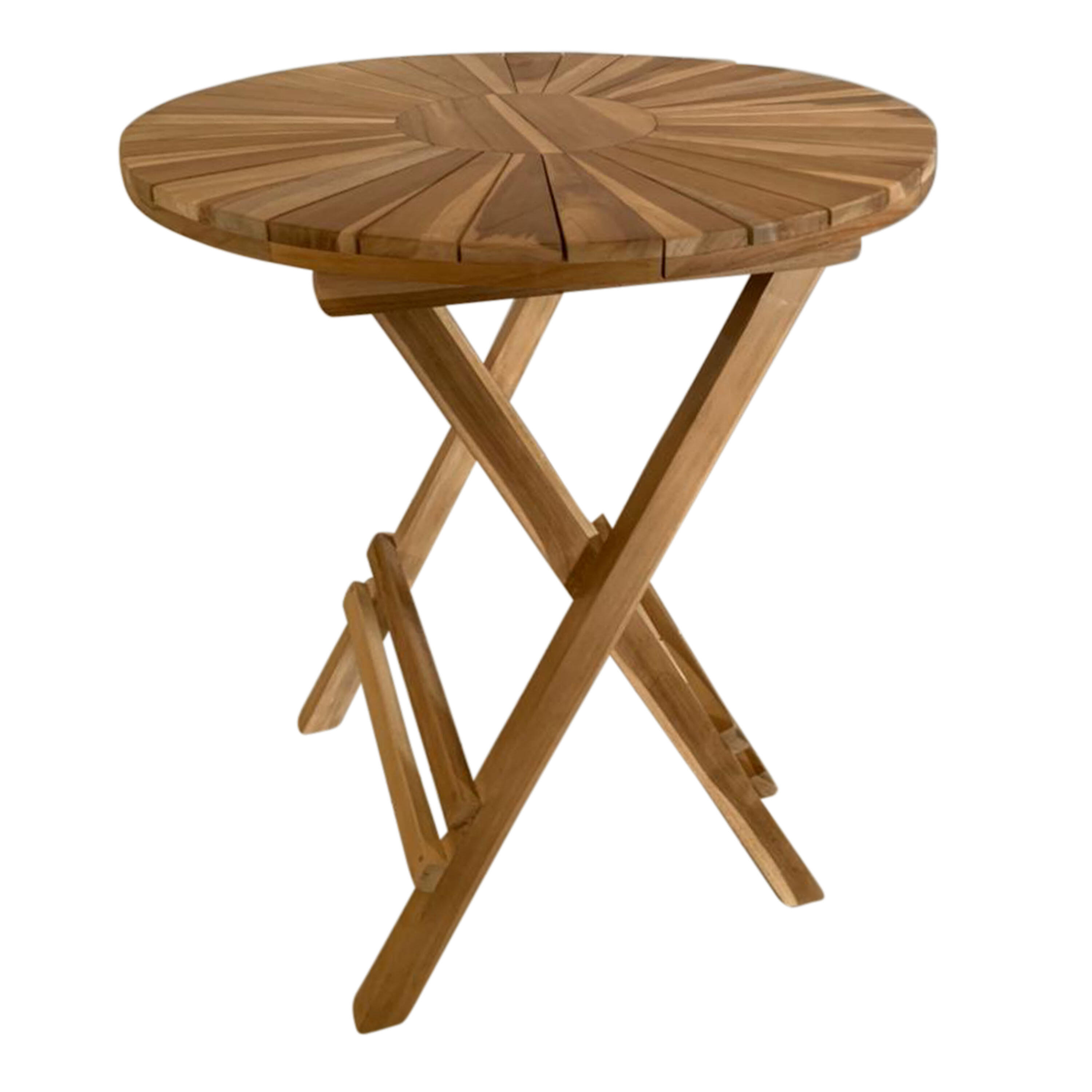 Stolik pomocniczy – AXI Gia – Skladany – Okragly – Drewno tekowe – Ø 60 cm