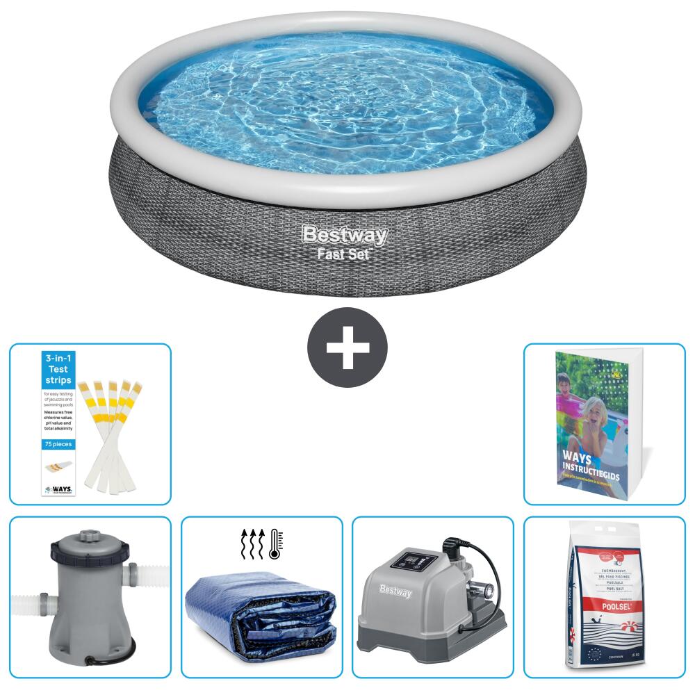 BESTWAY Basen Fast Set Okrągły - 366x76 cm - 7-częściowy S329