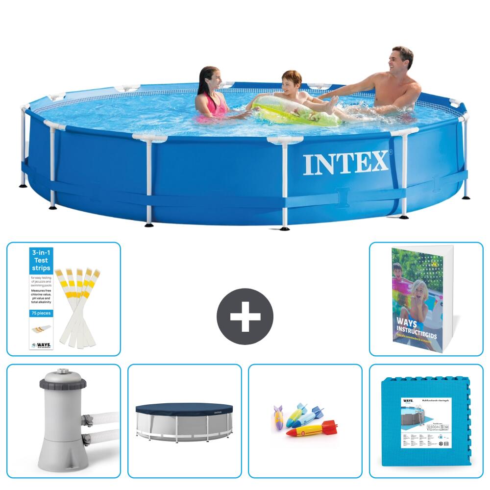 INTEX Basen ze stelażem Okrągły - 366x76 cm - 7-częściowy S222
