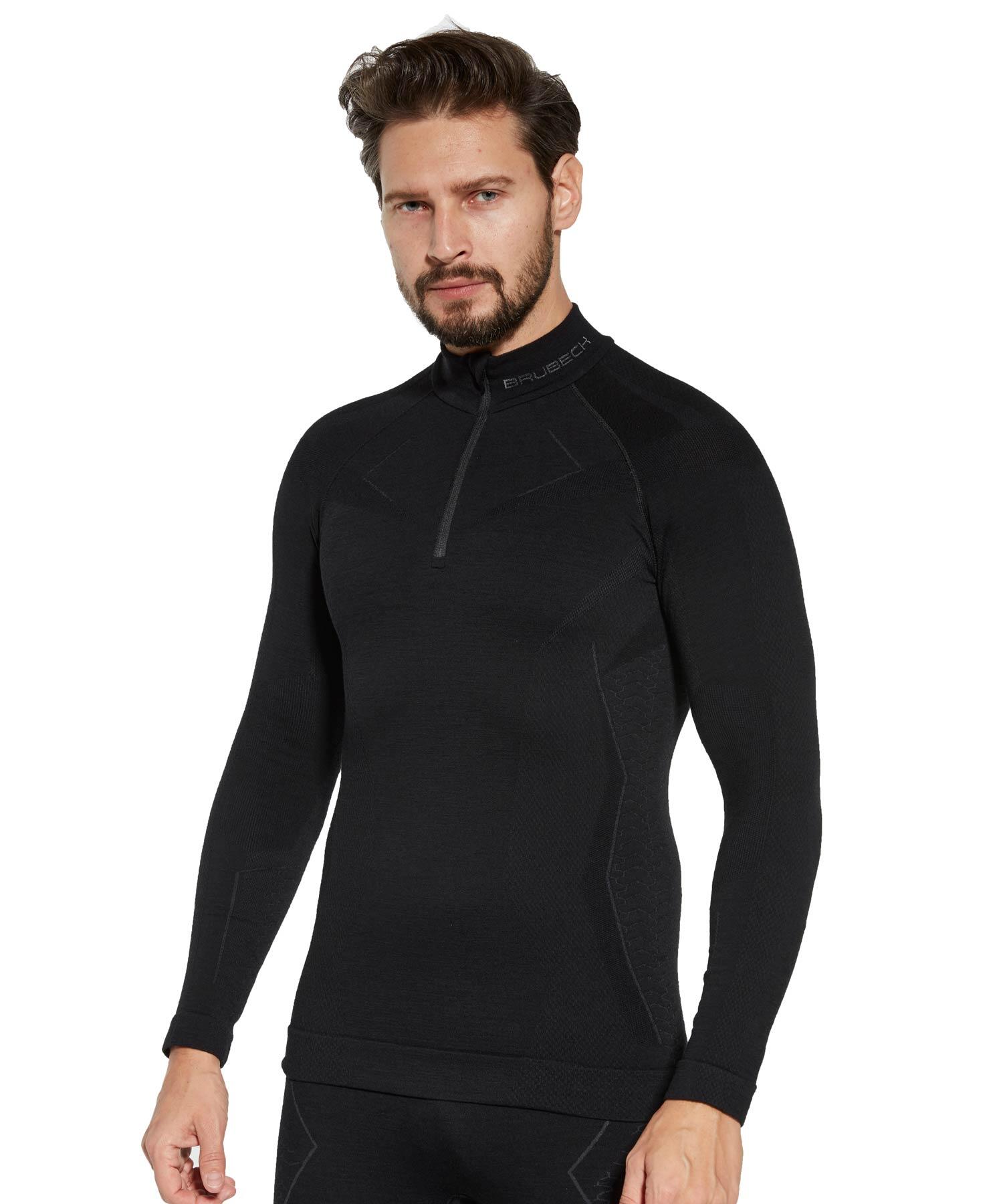 Bluza męska z krótkim ekspresem wełniana Brubeck EXTREME MERINO
