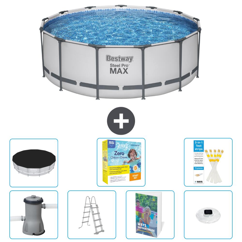 BESTWAY Basen Steel Pro MAX Okrągły - 427x84 cm - 8-częściowy S526
