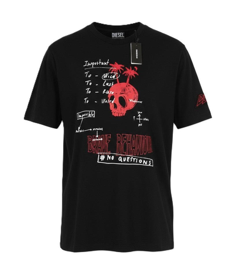 Diesel T-Just-B61 męski T-shirt, czarny, bawełniany, krótki rękaw