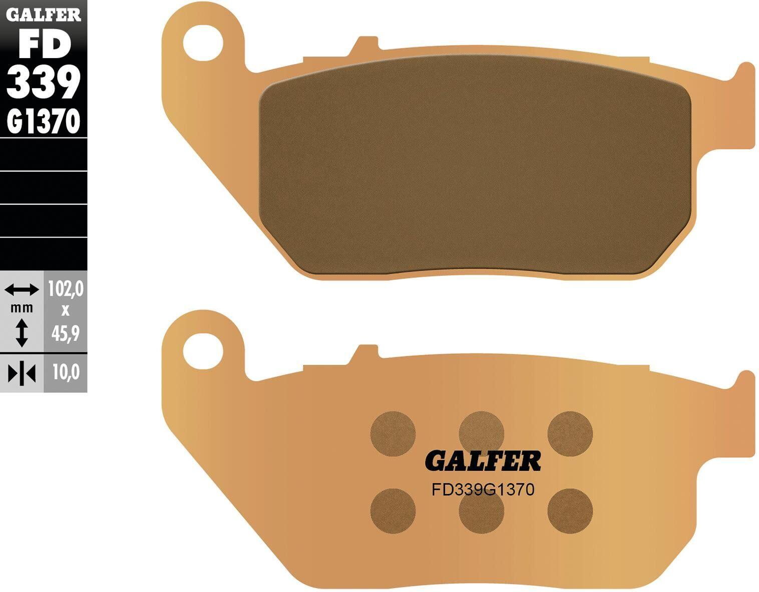 GALFER FD339 klocki hamulcowe sintermetal do tarcz 102×45,9×10 mm