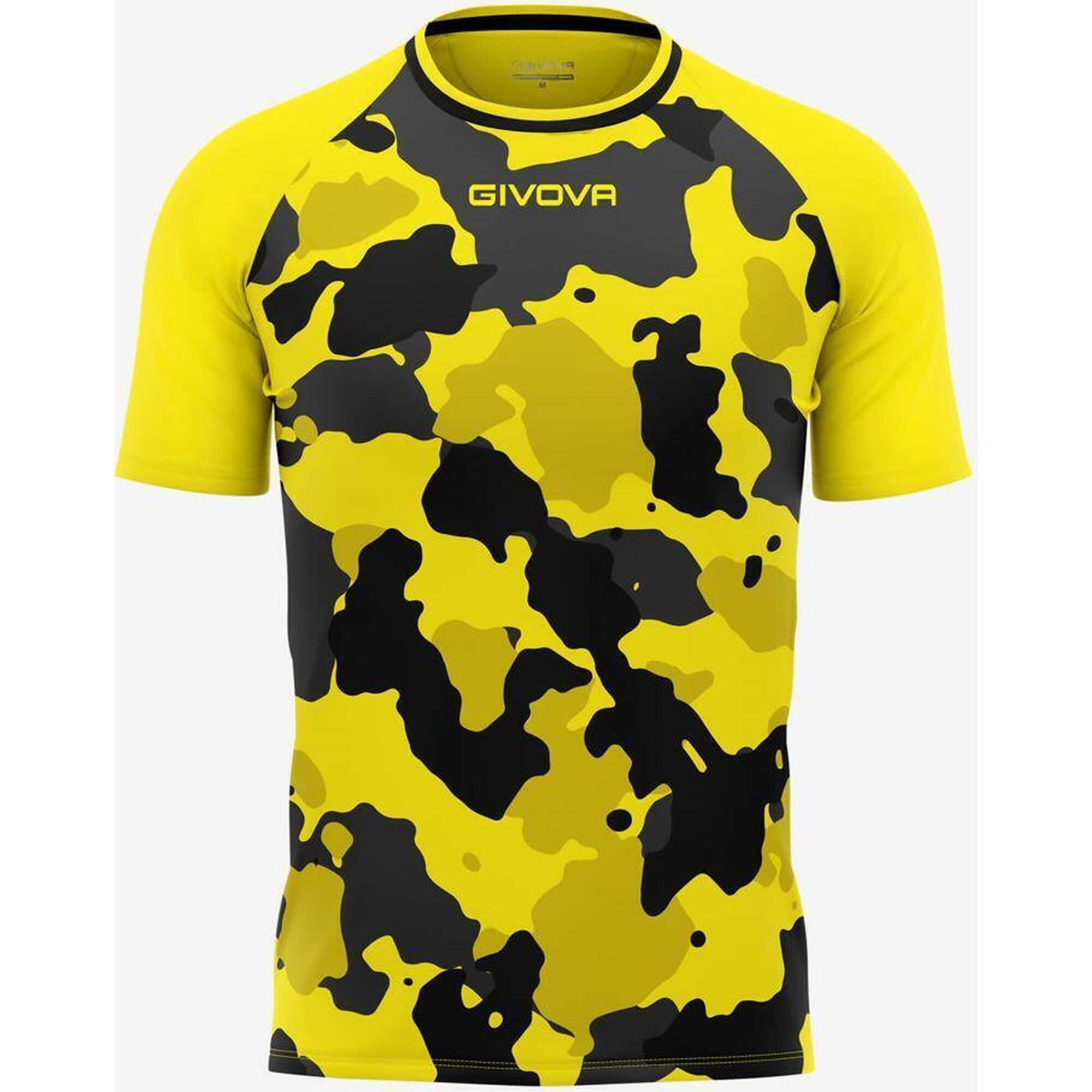 T-shirt Givova Army dla mężczyzn w kolorze żółtym i czarnym - Bawełna i komfort