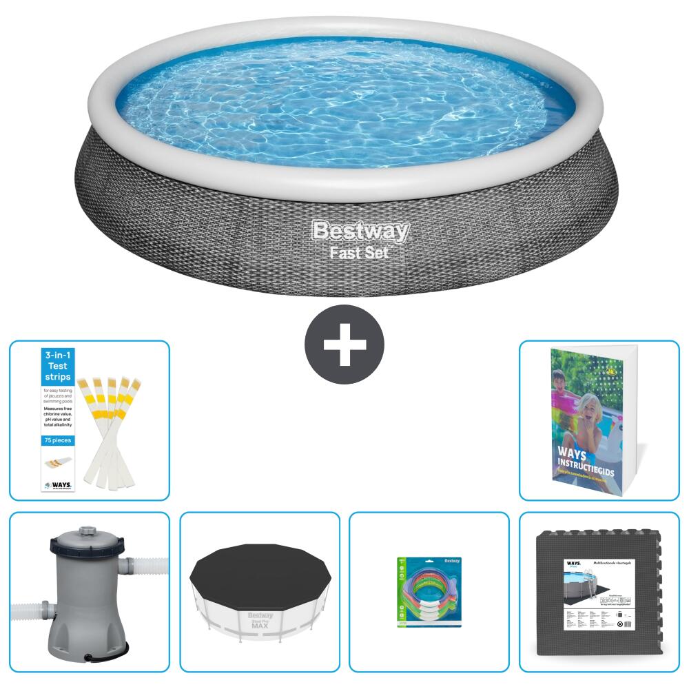 BESTWAY Basen Fast Set Okrągły - 396x84 cm - 7-częściowy S317
