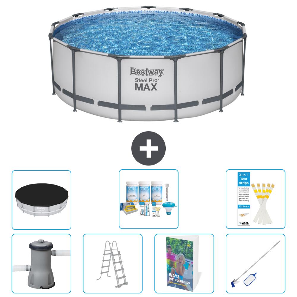 BESTWAY Basen Steel Pro MAX Okrągły - 427x84 cm - 8-częściowy S615