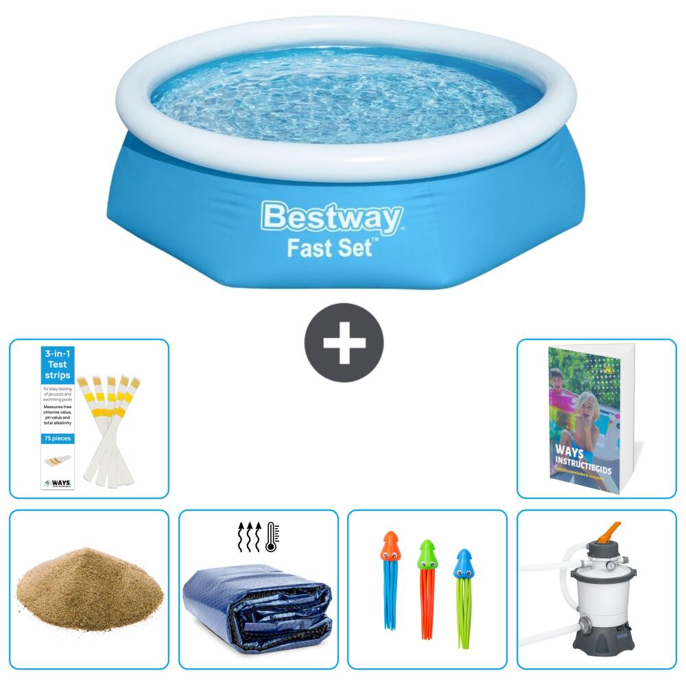 BESTWAY Basen Fast Set Okrągły - 244x61 cm - 7-częściowy S36