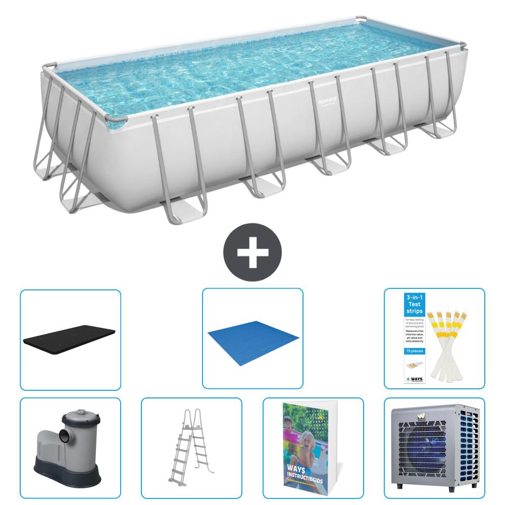 BESTWAY Basen Power Steel Prostokątny - 640x274x132 cm - 8-częściowy S626