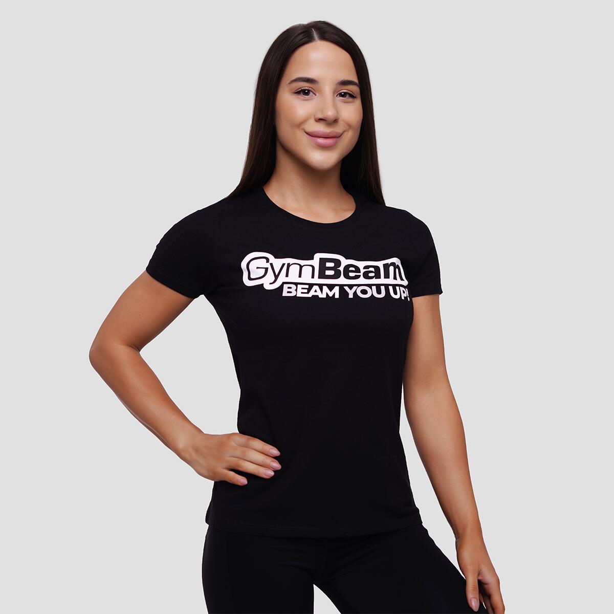 Koszulka damska fitness slim czarna Beam