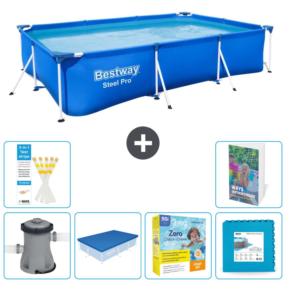 BESTWAY Basen Steel Pro Prostokątny - 300x201x66 cm - 7-częściowy S276