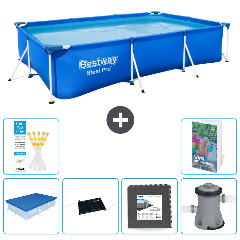 BESTWAY Basen Steel Pro Prostokątny - 300x201x66 cm - 7-częściowy S21
