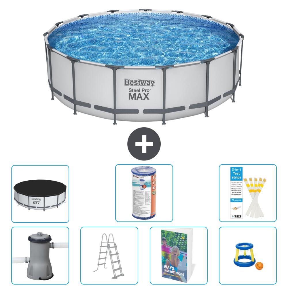 BESTWAY Basen Steel Pro MAX Okrągły - 488x122 cm - 8-częściowy S541