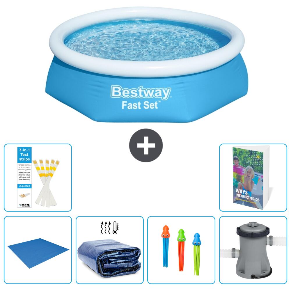 BESTWAY Basen Fast Set Okrągły - 244x61 cm - 7-częściowy S46