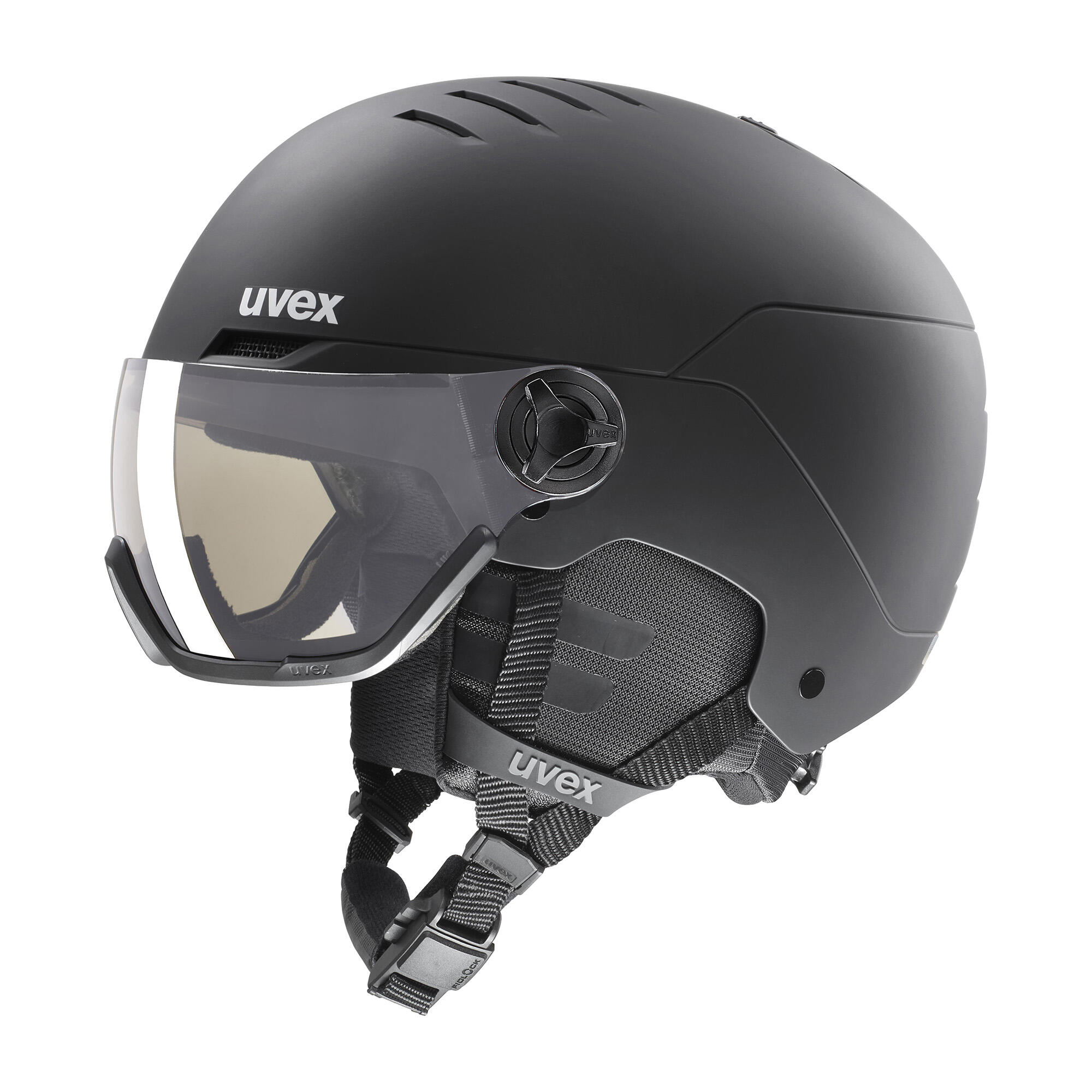 Kask narciarski UVEX Wanted Visor Pro V black matt/variomatc smoke 58-62 cm