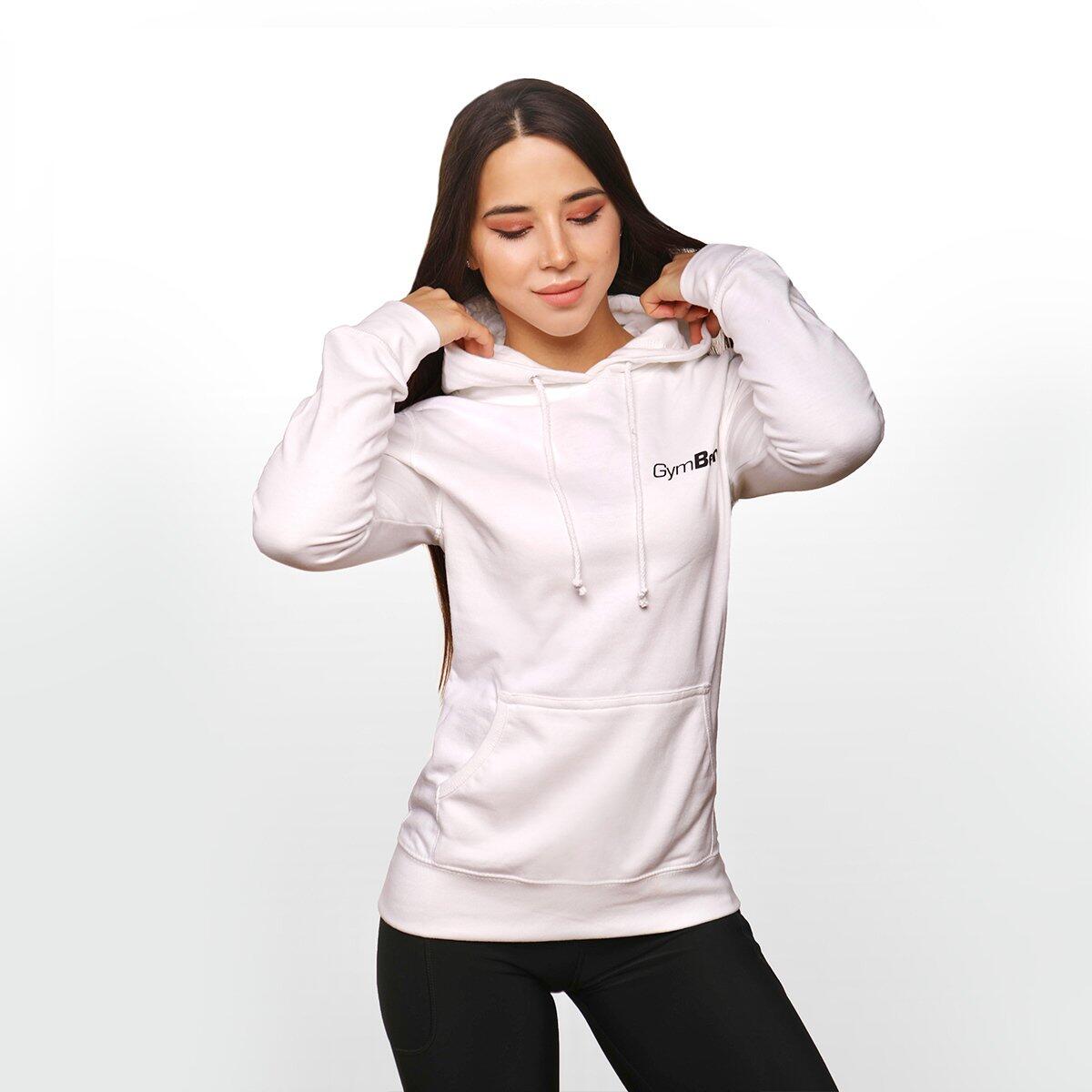 Bluza damska fitness z kapturem biała PRO Hoodie