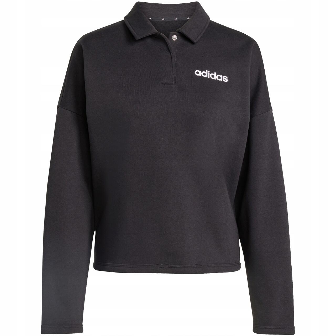 Bluza Damska adidas Bez Kaptura Polo Bawełniana Luźna Sportowa Czarna r. XL