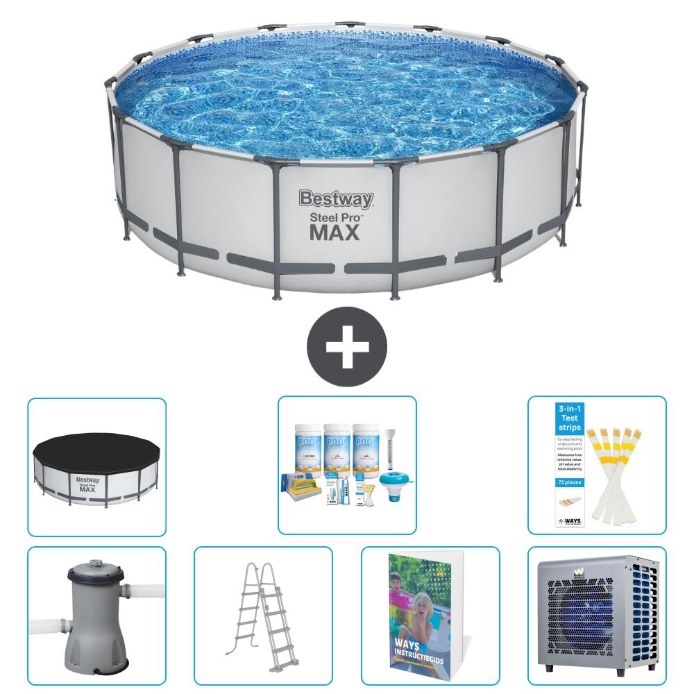 BESTWAY Basen Steel Pro MAX Okrągły - 488x122 cm - 8-częściowy S612