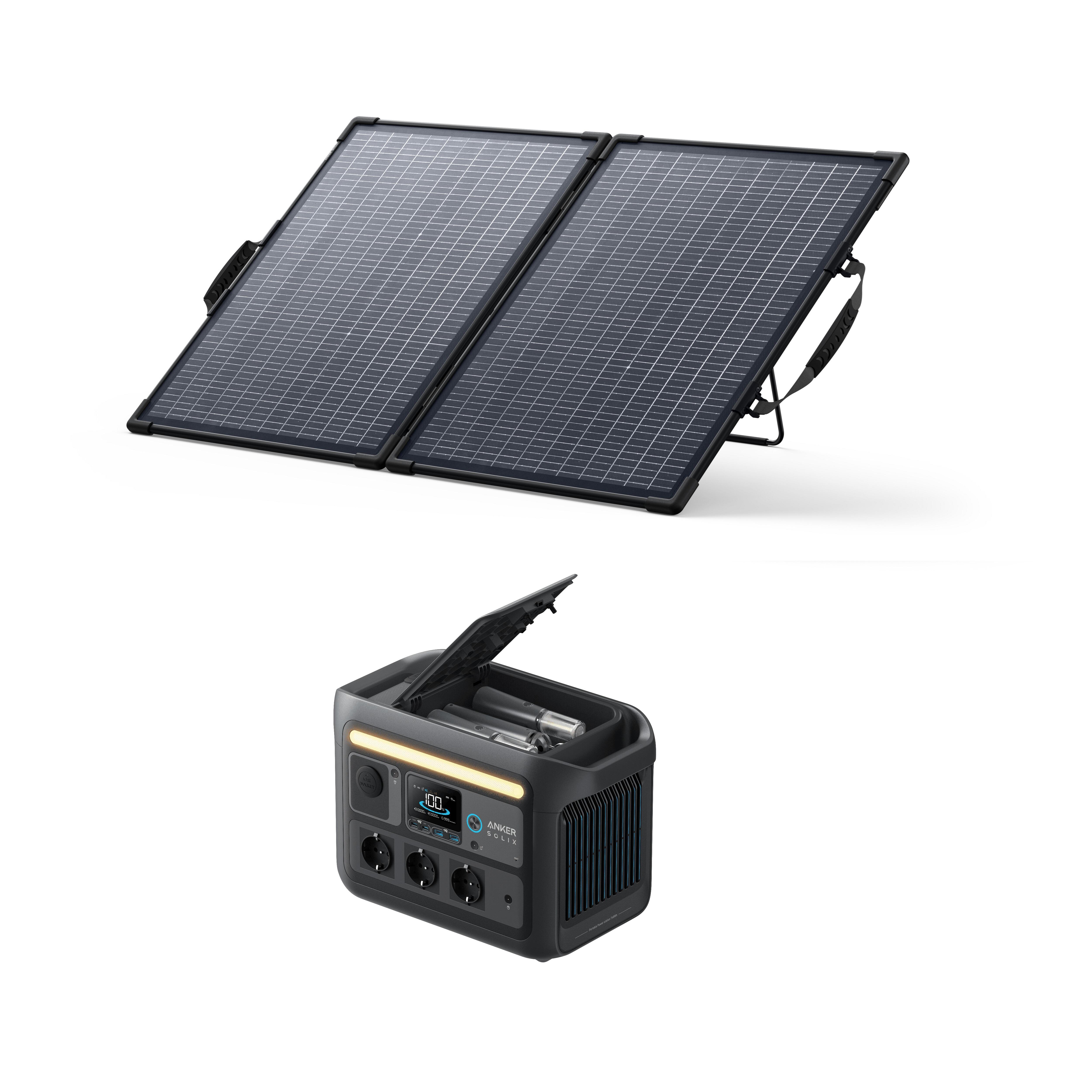 Zestaw stacja zasilania Anker SOLIX C800X z bifacjalny panelem solarnym 100 W